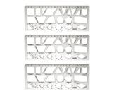 Kit 03 Réguas Formas Geométricas Cristal 21cm Waleu