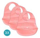 Kit 03 Unidades Babador De Silicone Bebê Impermeável Blw Infantil