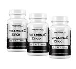 Kit 03 unidades Vitamina C 1000mg e Zinco 29,59mg Por porção ProVitalli 60 Cápsulas 30 Porções