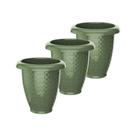 Kit 03 Vasos Rattan De Flor De Plástico 3 Litros Vaso Reforçado Para Flores Jardim Decoração
