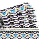 Kit 04 Adesivo Piscina Borda Mosaico Ondulado Escuro 100x20 Cm