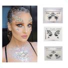 Kit 04 Adesivos Strass Maquiagem Festas Carnaval Cor Prata