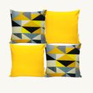 Kit 04 Almofadas Cheias 45x45 Decoração Casa Geométrico Amarelo