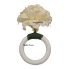 KIT 04 Argola Porta Guardanapo Anel Crisantemo Cru Floral Mesa Posta