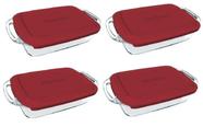 Kit 04 Assadeira Marinex Retangular Com Tampa 3,5l