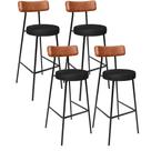 Kit 04 Banquetas Alta Bar Cozinha Sala De Jantar Milão L02 Tecido Sintético Camel Preto - Lyam Decor