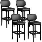 Kit 04 Banquetas Alta Para Cozinha Madeira Fixa Betta L02 Preto material sintético Preto - Lyam Decor