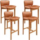 Kit 04 Banquetas Alta Para Cozinha Sala de Jantar Bar Dara L02 material sintético Camel - Lyam Decor