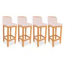 Kit 04 Banquetas Alta Rubi Veludo Rosa Bebê Base Fixa de Madeira - Pallazio Kit 04 Banquetas Alta Rubi Veludo Rosa Bebê Base Fixa de Madeira - Pallazio