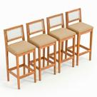 Kit 04 Banquetas Altas Brunella 99cm com Encosto Telinha Estilo Palha Linho Palha - Desk Design