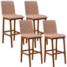 Kit 04 Banquetas Altas Para Cozinha Sala de Jantar Fixa Zoe B04 Linho Rosê - Lyam Decor