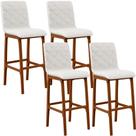 Kit 04 Banquetas Altas Para Cozinha Sala de Jantar Fixa Zoe L02 Bouclê Cru - Lyam Decor