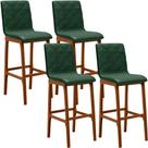 Kit 04 Banquetas Altas Para Cozinha Sala de Jantar Fixa Zoe L02 Facto Verde Musgo - Lyam Decor