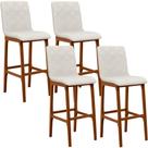 Kit 04 Banquetas Altas Para Cozinha Sala de Jantar Fixa Zoe L02 Linho Champagne - Lyam Decor