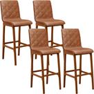 Kit 04 Banquetas Altas Para Cozinha Sala de Jantar Fixa Zoe L02 material sintético Camel - Lyam Decor