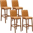 Kit 04 Banquetas Altas Para Cozinha Sala de Jantar Fixa Zoe L02 material sintético Whisky - Lyam Decor