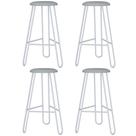 Kit 04 Banquetas Baixa Bar Cozinha Sala de Jantar Áris C01 Branco material sintético Off White - Lyam Decor