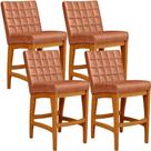 Kit 04 Banquetas Baixa Cozinha Bancada Bar Sala Jantar Fixa Mila L02 Sintético Camel - Lyam Decor