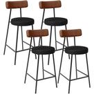 Kit 04 Banquetas Baixa Cozinha Sala Jantar Bancada Milão L02 material sintético Marrom Preto -LyamDecor