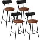 Kit 04 Banquetas Baixa Cozinha Sala Jantar Bancada Milão L02 material sintético Preto Marrom -LyamDecor