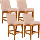 Kit 04 Banquetas Baixa Para Cozinha Bancada Bar Sala Jantar Fixa Mila L02 Linho Rosê - Lyam Decor