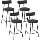 Kit 04 Banquetas Baixa Para Cozinha Sala De Jantar Bancada Milão L02 Bouclê Preto -LyamDecor