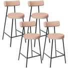 Kit 04 Banquetas Baixa Para Cozinha Sala De Jantar Bar Bancada Milão L02 Linho Rosê -LyamDecor