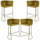 Kit 04 Banquetas Decorativa Fixa Base de Aço Ouro Fosco Betina D02 Veludo Mostarda D-260 - Lyam Decor Kit 04 Banquetas Decorativa Fixa Base de Aço Ouro Fosco Betina D02 Veludo Mostarda D-260 - Lyam Decor