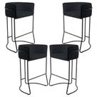 Kit 04 Banquetas Decorativas Fixa Base de Aço Preto Betina D02 Material Sintético Preto C-05 - Lyam Decor Kit 04 Banquetas Decorativas Fixa Base de Aço Preto Betina D02 Material Sintético Preto C-05 - Lyam Decor