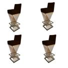 Kit 04 Banquetas Luma Base de Ferro Sued Marrom - D'Classe Decor Kit 04 Banquetas Luma Base de Ferro Sued Marrom - D'Classe Decor