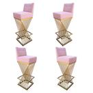 Kit 04 Banquetas Luma Base de Ferro Sued Rosa Bebê - D'Classe Decor Kit 04 Banquetas Luma Base de Ferro Sued Rosa Bebê - D'Classe Decor