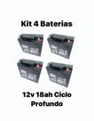 Kit 04 bateria 12v 18ah ciclo profundo bicicleta elétrica,scooter,moto elétrica,cadeira de roda