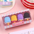 Kit 04 Borracha Escolar Fofa Colorida Divertida de Sobremesa Sorvete Picolé Donuts Pirulito Papelaria Kwaii