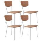 Kit 04 Cadeira Para Sala De Jantar Village Branco C01 Veludo Bege - Lyam Decor