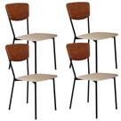 Kit 04 Cadeira Para Sala de Jantar Village Preto C01 Linho Areia material sintético Caramelo - Lyam Decor