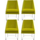 Kit 04 Cadeiras Ana Base de Ferro prata suede Amarelo - D'Classe Decor