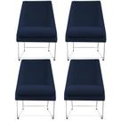 Kit 04 Cadeiras Ana Base de Ferro prata suede Azul Marinho - D'Classe Decor Kit 04 Cadeiras Ana Base de Ferro prata suede Azul Marinho - D'Classe Decor