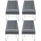 Kit 04 Cadeiras Ana Base de Ferro prata suede Bege - D'Classe Decor Kit 04 Cadeiras Ana Base de Ferro prata suede Bege - D'Classe Decor