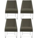 Kit 04 Cadeiras Ana Base de Ferro prata suede Grafite - D'Classe Decor Kit 04 Cadeiras Ana Base de Ferro prata suede Grafite - D'Classe Decor