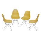 Kit 04 Cadeiras Boxbit Dkr Eames Polipropileno Açafrão Base Cromada