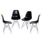 Kit 04 Cadeiras Boxbit Dkr Eames Polipropileno Preto Base Cromada