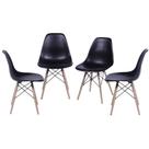 Kit 04 Cadeiras Boxbit Dkr Eames Polipropileno Preto Base Madeira