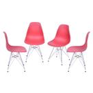 Kit 04 Cadeiras Boxbit Dkr Eames Polipropileno Telha Base Cromada