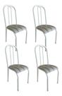 Kit 04 Cadeiras BX Em Aço P/ Mesa De Cozinha Cor Branca ASSENTOS LISTRADOS reforçadas Top de vendas