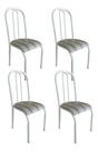 Kit 04 Cadeiras BX Em Aço P/ Mesa De Cozinha Cor Branca ASSENTOS LISTRADOS reforçadas Top de vendas