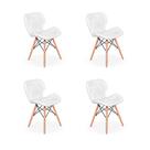Kit 04 Cadeiras Charles Eames Eiffel Slim Wood Estofada - Branca