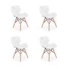 Kit 04 Cadeiras Charles Eames Eiffel Slim Wood Estofada - Branca