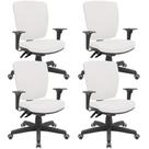 Kit 04 Cadeiras De Escritório Diretor Office Giratória Preto Alta Flexi P03 Vinil Branco - Lyam
