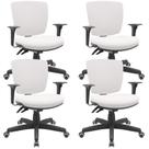 Kit 04 Cadeiras de Escritório Executiva Office Giratória Preto Baixa Flexi P03 Vinil Branco -Lyam
