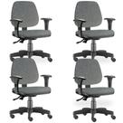 Kit 04 Cadeiras de Escritório Giratória Executiva Ergonômica Job Linho Cinza Escuro - Lyam Decor